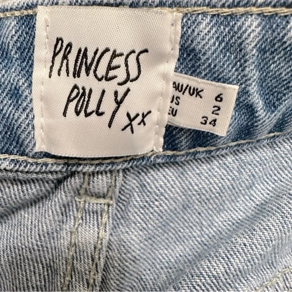 PRINCESS POLLY Cofield Mom Jeans Colorblock Patch High Waist Straight Leg Size 2